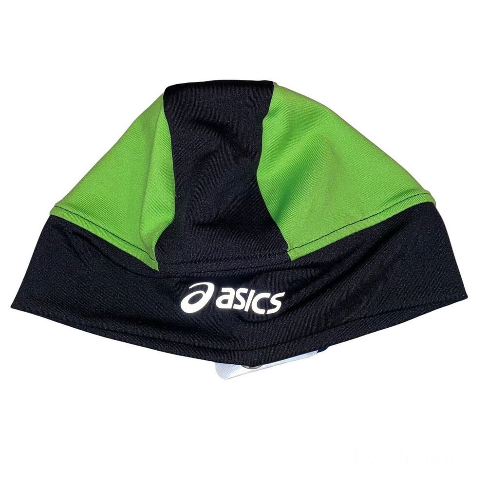 Asics One Size Runners‎ Beanie Utility Hat Green Black Headwear NWT